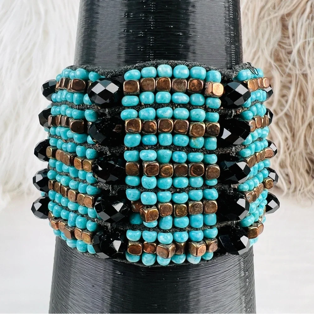 Beautiful, bohemian chic, wideband, adjustable costume bracelet